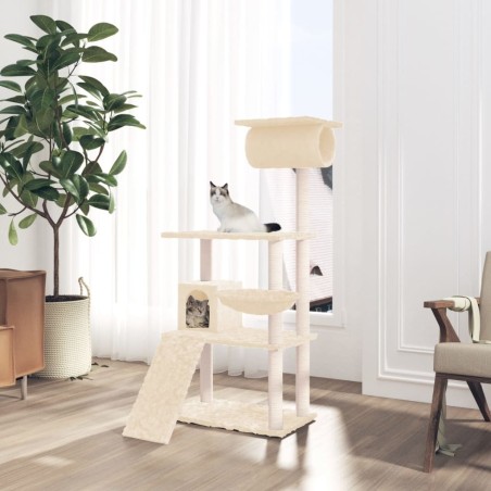 vidaXL Rascador para gatos con postes de sisal crema 131 cm
