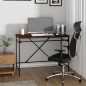 vidaXL Escritorio hierro madera contrachapada roble humo 100x50x75 cm vidaXL Escritorio hierro madera contrachapada roble humo 100x50x75 cm