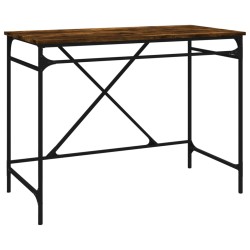 vidaXL Escritorio hierro madera contrachapada roble humo 100x50x75 cm