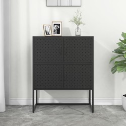 vidaXL Aparador de acero negro 80x35x100 cm