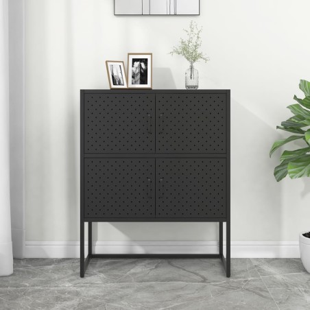 vidaXL Aparador de acero negro 80x35x100 cm