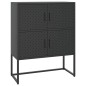 vidaXL Aparador de acero negro 80x35x100 cm