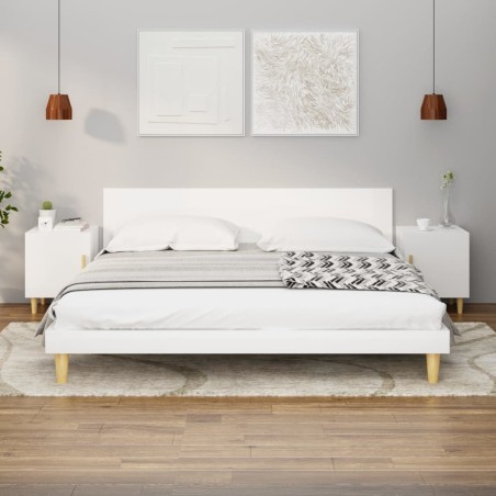 vidaXL Mesitas de noche 2 uds madera contrachapada blanco brillante