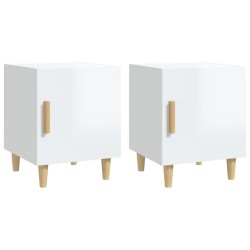 vidaXL Mesitas de noche 2 uds madera contrachapada blanco brillante