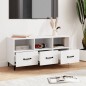 vidaXL Mueble de TV madera contrachapada blanco 102x35x50 cm vidaXL Mueble de TV madera contrachapada blanco 102x35x50 cm