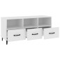 vidaXL Mueble de TV madera contrachapada blanco 102x35x50 cm vidaXL Mueble de TV madera contrachapada blanco 102x35x50 cm