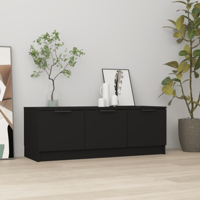 vidaXL Mueble de TV madera contrachapada negro 102x35x36,5 cm vidaXL Mueble de TV madera contrachapada negro 102x35x36,5 cm