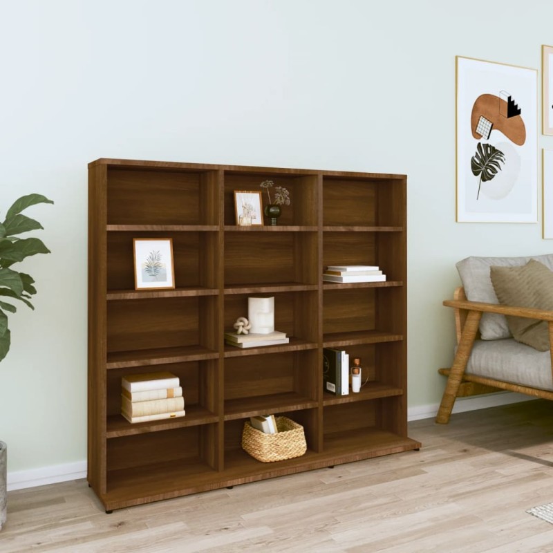 vidaXL Estantería de CDs contrachapada marrón roble 102x23x89,5 cm vidaXL Estantería de CDs contrachapada marrón roble 102x23x89,5 cm