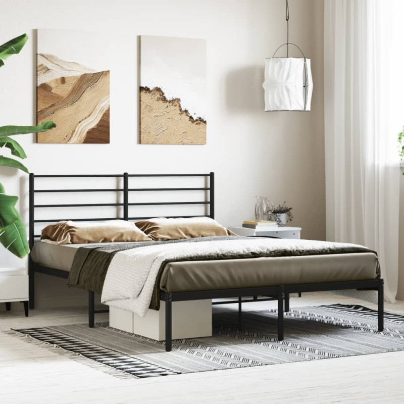 vidaXL Estructura de cama con cabecero metal negro 120x190 cm vidaXL Estructura de cama con cabecero metal negro 120x190 cm