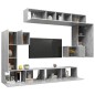 vidaXL Set de muebles de TV 8 pzas madera contrachapada gris hormigón
