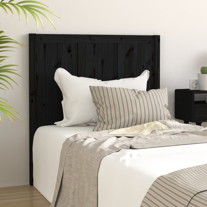 vidaXL Cabecero de cama madera maciza de pino negro 95,5x4x100 cm