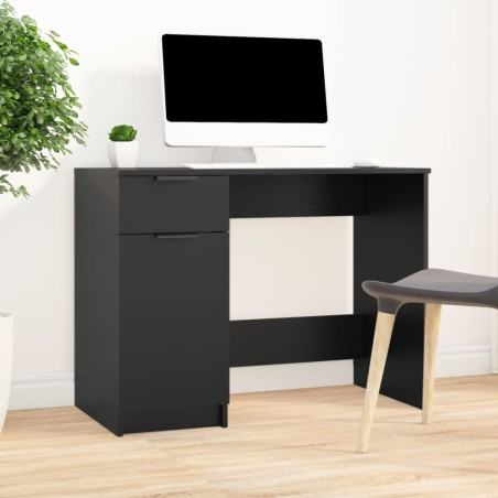 vidaXL Escritorio de madera contrachapada negro 100x50x75 cm