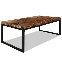 vidaXL Mesa de centro de teca y resina 110x60x40 cm