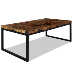 vidaXL Mesa de centro de teca y resina 110x60x40 cm
