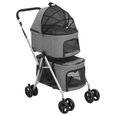 vidaXL Cochecito doble de perros plegable tela oxford gris 83x48x97cm