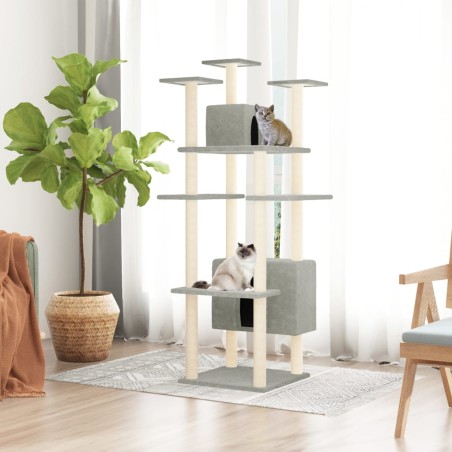 vidaXL Rascador para gatos con postes de sisal gris claro 162 cm