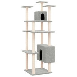 vidaXL Rascador para gatos con postes de sisal gris claro 162 cm
