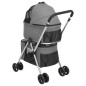 vidaXL Cochecito doble de perros plegable tela oxford gris 83x48x97cm vidaXL Cochecito doble de perros plegable tela oxford gris 83x48x97cm