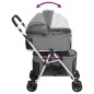 vidaXL Cochecito doble de perros plegable tela oxford gris 83x48x97cm vidaXL Cochecito doble de perros plegable tela oxford gris 83x48x97cm