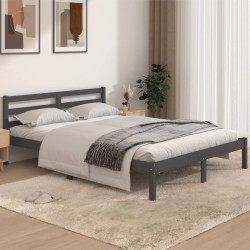 vidaXL Estructura de cama madera maciza de pino gris 140x190 cm