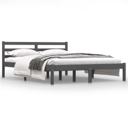 vidaXL Estructura de cama madera maciza de pino gris 140x190 cm