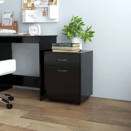 vidaXL Armario con ruedas madera de ingeniería negro 45x38x54 cm