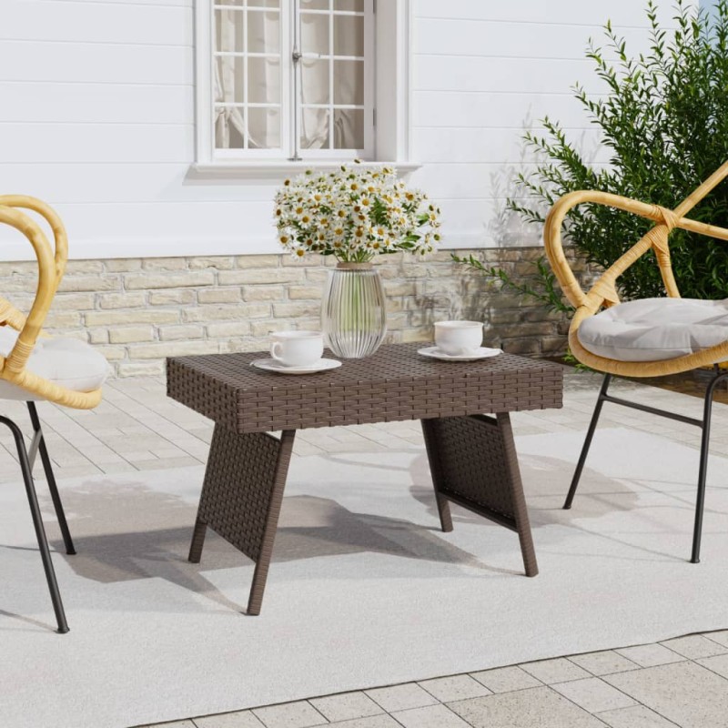 vidaXL Mesa auxiliar plegable ratán sintético marrón 60x40x38 cm vidaXL Mesa auxiliar plegable ratán sintético marrón 60x40x38 cm