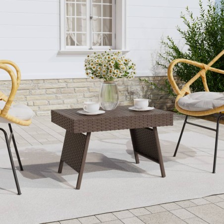 vidaXL Mesa auxiliar plegable ratán sintético marrón 60x40x38 cm