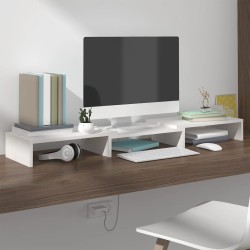 vidaXL Soporte de monitor madera maciza de pino blanco 80x24x10,5 cm