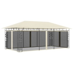vidaXL Cenador con mosquitera color crema 6x3x2,73 m