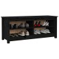 vidaXL Banco zapatero madera maciza de pino negro 110x38x45,5 cm vidaXL Banco zapatero madera maciza de pino negro 110x38x45,5 cm
