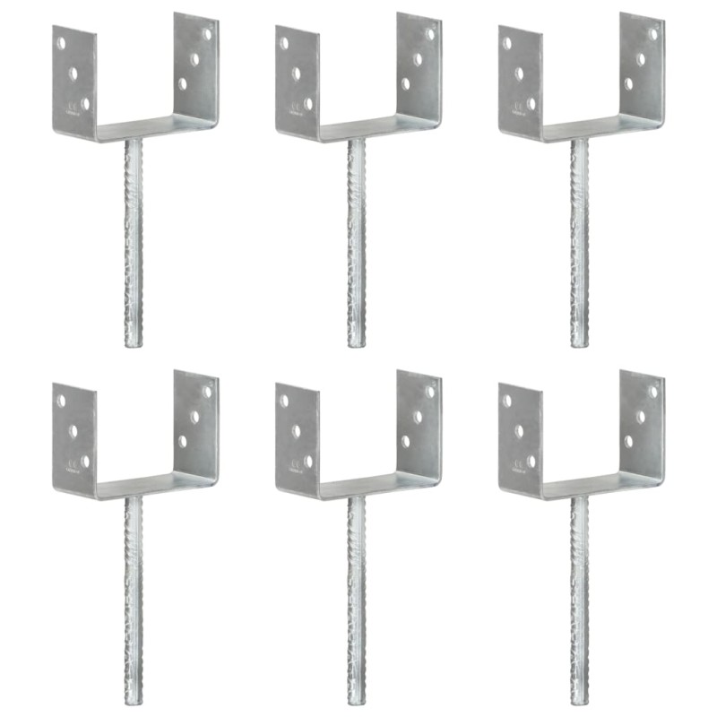 vidaXL Anclajes de valla 6 uds acero galvanizado plateado 14x6x30 cm vidaXL Anclajes de valla 6 uds acero galvanizado plateado 14x6x30 cm