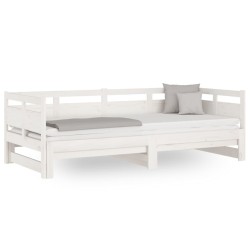 vidaXL Sofá cama extraíble madera maciza de pino blanco 2x(90x190) cm