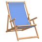 vidaXL Silla de playa plegable de madera maciza de teca azul