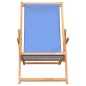vidaXL Silla de playa plegable de madera maciza de teca azul