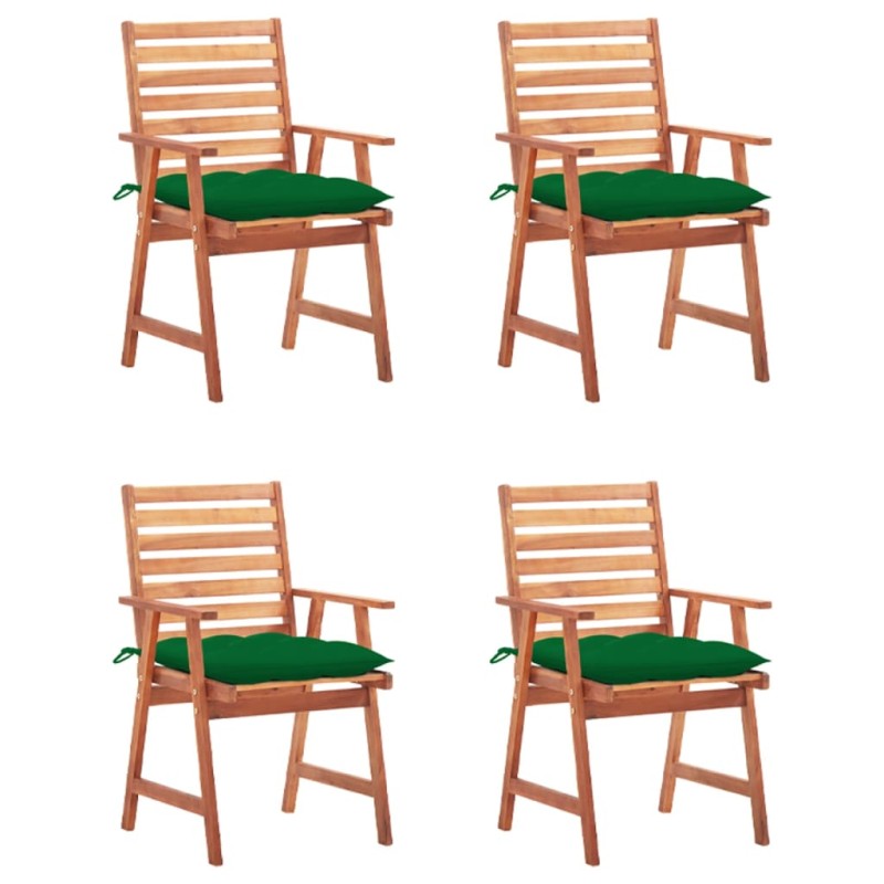 vidaXL Sillas comedor de jardín y cojines 4 uds madera maciza acacia vidaXL Sillas comedor de jardín y cojines 4 uds madera maciza acacia