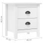 vidaXL Mesita de noche Hill madera maciza de pino blanco 46x35x49,5 cm