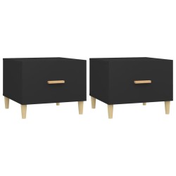 vidaXL Mesas de centro 2 uds madera de ingeniería negro 50x50x40 cm