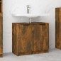 vidaXL Armario baño madera contrachapada roble ahumado 64,5x33,5x59 cm vidaXL Armario baño madera contrachapada roble ahumado 64,5x33,5x59 cm