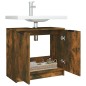 vidaXL Armario baño madera contrachapada roble ahumado 64,5x33,5x59 cm vidaXL Armario baño madera contrachapada roble ahumado 64,5x33,5x59 cm