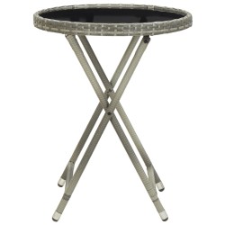 vidaXL Mesa de centro ratán sintético y vidrio templado gris 60 cm