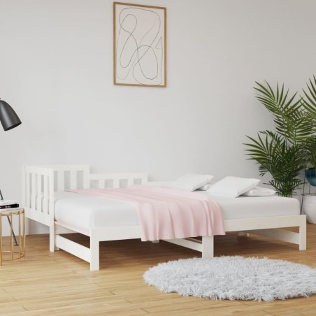 vidaXL Sofá cama extraíble madera maciza de pino blanco 2x(90x200) cm