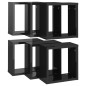 vidaXL Estantes cubo de pared 6 unidades negro brillo 30x15x30 cm vidaXL Estantes cubo de pared 6 unidades negro brillo 30x15x30 cm