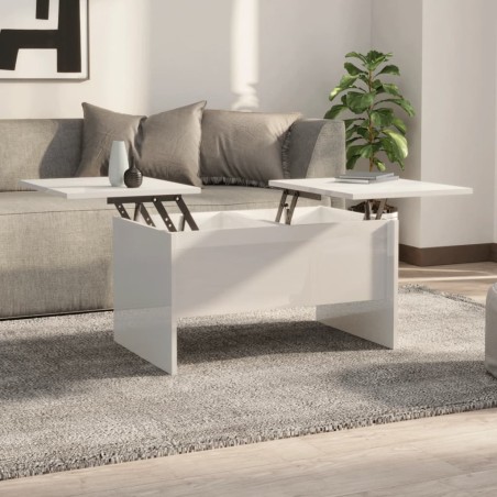 vidaXL Mesa de centro contrachapada blanco brillo 80x50,5x42,5 cm