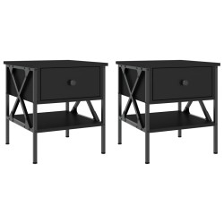 vidaXL Mesitas de noche 2 uds madera de ingeniería negro 40x42x45 cm
