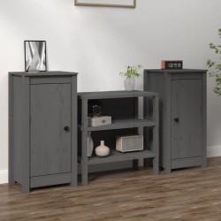 vidaXL Aparadores 2 uds madera maciza de pino gris 40x35x80 cm