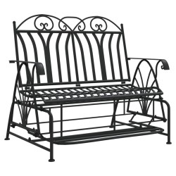 vidaXL Banco balancín de jardín de 2 plazas acero negro 114 cm