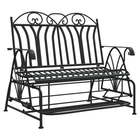 vidaXL Banco balancín de jardín de 2 plazas acero negro 114 cm