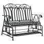 vidaXL Banco balancín de jardín de 2 plazas acero negro 114 cm vidaXL Banco balancín de jardín de 2 plazas acero negro 114 cm
