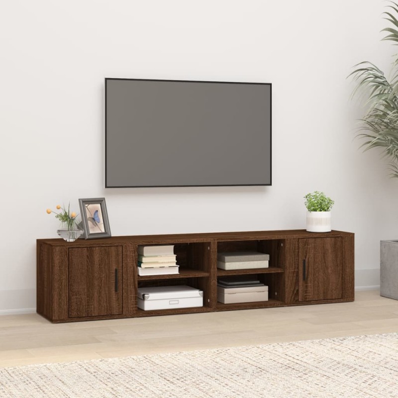 vidaXL Mueble TV 2 uds madera contrachapada roble marrón 80x31,5x36cm
